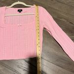 Beverly and Beck Zinnia Pink Pointelle Square Neck Lace Trim Cropped Long Sleeve Size M Photo 6