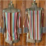 Nenette Milano Designer Boho Stripe Square Neck Bell Sleeve Top Sz 40/Small Orange Photo 9