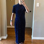 Another Thyme Blue Velvet Maxi Dress Glitter Leaf Pattern Vintage 18 Large 8 Photo 8