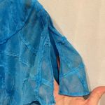 Beautiful Y2K K Studio aqua blue button collar babydoll flowy stitched trim top Size 14 Photo 2