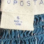 Aeropostale  Shirt Womens Small Blue Plaid Smocked Off Shoulder Button Front Photo 4