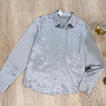 Kate Hill  100% Silk Pinstripe Blouse, Button Down Silk Shirt, Size Medium Photo 0