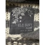 Old Navy L/XL Gray & White Knit Hoodie Sweater With Ribbed Hem & Kangaroo Pocket Photo 2