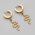 Titanium Steel Snake Dangle Drop Earrings for Men Women,Punk Hip Hop Earrings Gold Photo 1