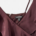 EXPRESS deep purple eggplant hi-lo wrap maxi dress with ruffle details and adjustable straps — Size XS Photo 3