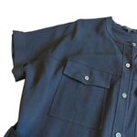 Theory  Black Button-Down Shirt Dress w/ Belt Crew Neck Pockets Size Small Womens Photo 2