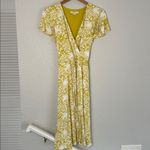 Boden Evangeline Floral Wrap Dress Lime Green Yellow Citrus Jersey Vacation Size 10 Photo 4