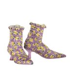Amy Crookes Marte Purple Yellow Floral Print Ankle Boots Pointed Toe IT 37/US 7 Photo 1