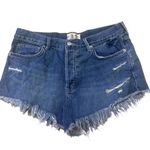 We The Free  Dark Blue Frayed Jean Shorts Photo 0