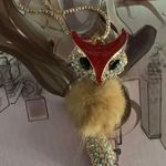 Furry Red Gold Crystal Fox Necklace Photo 1