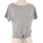 Caution to the Wind Tie Front T-Shirt Oatmeal Gray S Photo 0