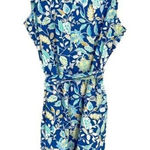 Croft & Barrow  Womens Floral Split‎ Neck Sleeveless Dress Blue Size Large NWT Photo 0