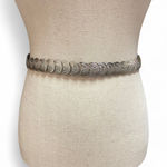 Vintage Silver Tone Coin Medallion Elastic Statement Belt Whimsigoth Maximalist Photo 0