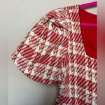 NWT English Factory Tuckernuck Red & White Tweed Puff Sleeve Tiered Dress L Size L Photo 3