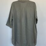 Tahari Women’s Olive Green Linen Blend Tunic Button Down Blouse Size L Photo 6