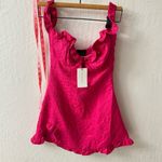Line and Dot  Hot Pink Penelope Mini Dress Ruffle Sleeve Off Shoulder Floral XS Photo 2