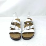 Autenti 41 White Leather Floral Accent Cork Footbed Sandal 12074 Size 9.5 Photo 1