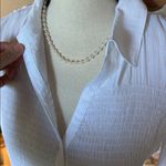 Loft  Smocked Peplum white pirate boho chic goth feminine Blouse M Photo 4