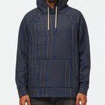 Burton Women's Crown Pulllover Hoodie Navy and Brown Geometric Sweatshirt Photo 0