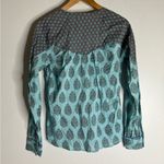 Sundance  Stories To Be Told Teal Boho Mixed Print Button Down‎ Top Small CP Photo 2