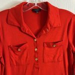 Talbots Red Orange Long Sleeve Half Button Down Top. Size XS Photo 1
