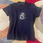 Brandy Melville Vintage Embroidered Dragon Baby Tee Turtleneck Crop Top One Size Photo 0