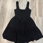 Aerie Black mini A-line dress with ruffle detailing size Small with seer sucker back Photo 4