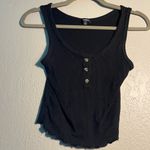 Ambiance Black Fitted Crop Tank Top SZ S Sleeveless Petite Summer Wear Button Photo 1