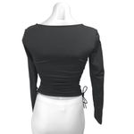ZARA Women's Black Long Sleeve Ruched Fitted Stretch Square Neck Crop Top Size M Photo 1