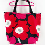 Marimekko Avon Tote Bag Breast Cancer Awareness Cotton Canvas Poppy Red Pink Photo 0