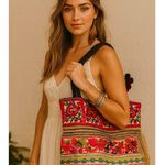 Authentic Vintage Y2K Mexican Floral Embroidered Handmade Shoulder Pom Pom Purse Photo 0