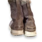 Sorel  Joan Explorer Shearling Faux Fur‎ Lace Up Gray Leather Booties Sz 9 Photo 6