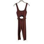 The Upside Houndstooth Farrah Catsuit Medium Jacquard Fitted Jumpsuit Cutout Brown Photo 12