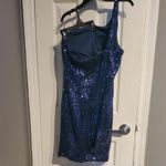 Honey and Rosie  One Shoulder Sparkling Blue Dress Photo 3