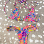 Kulani Kinis  Bikini set triangle swim floral colorful neon print cheeky top Photo 0