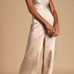 Lulus Satin Champagne Cowl Neck Jumpsuit Photo 0