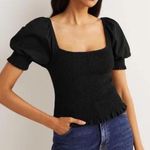 NEW Boden Puff Short Sleeve Square Neck black pullover semi fitted top blouse 8 Photo 0