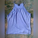 The Limited  blue satin knit button halter tank top, size large Photo 0
