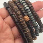 Handmade  wooden beads stretch bracelets Set of 5, NEW! Photo 1
