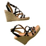 Dolce Vita Leather Wedge Strappy Sandals Size 6.5 Black with Silver Studs Photo 3