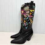 TWO LIPS Chessa Black Embroidered Western Style Leather Boots Size 8 Photo 1