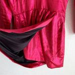 ZARA  Laminated V-neck Long Sleeve Mini Dress Sz Medium Fuchsia /Pink Photo 3