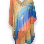 Patty J. Leisure Kaftan Dress Sheer Tonal Stripe Aquatic Life Vneck Swim Coverup Tan Size undefined Photo 9