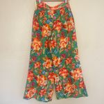 Farm Rio Pants Womens Size Small Linen Blend Wide Leg Floral Vacation High Rise Green Photo 3