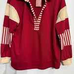 SheIn Red Colorblock Collar V-Neck Oversized Pullover Sz S NWT Photo 3