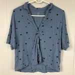 Love by Gap Blue Heart Loungewear Button Down Pajama Top Valentine’s Day Cozy M Size M Photo 0