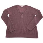 NWOT Amalli Talli Womens Tall Size Long Sleeve Button Waffle Knit Sweater Top Purple Photo 0