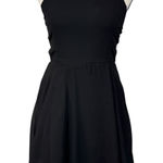 Lulus  Medium Mini Fit 'n Flare Dress Tie Ladder Racerback Lined Black Photo 0
