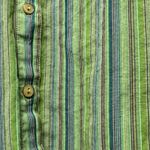 Ishyu Button Blouse 2X Green Teal Striped 100% Cotton Grannycore Work Lagenlook Size XXL Photo 3