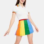 ALL IS BRIGHT RAINBOW PLEATED MINI SKIRT DELIA*S BY DOLLS KILL Size XL Red Photo 0